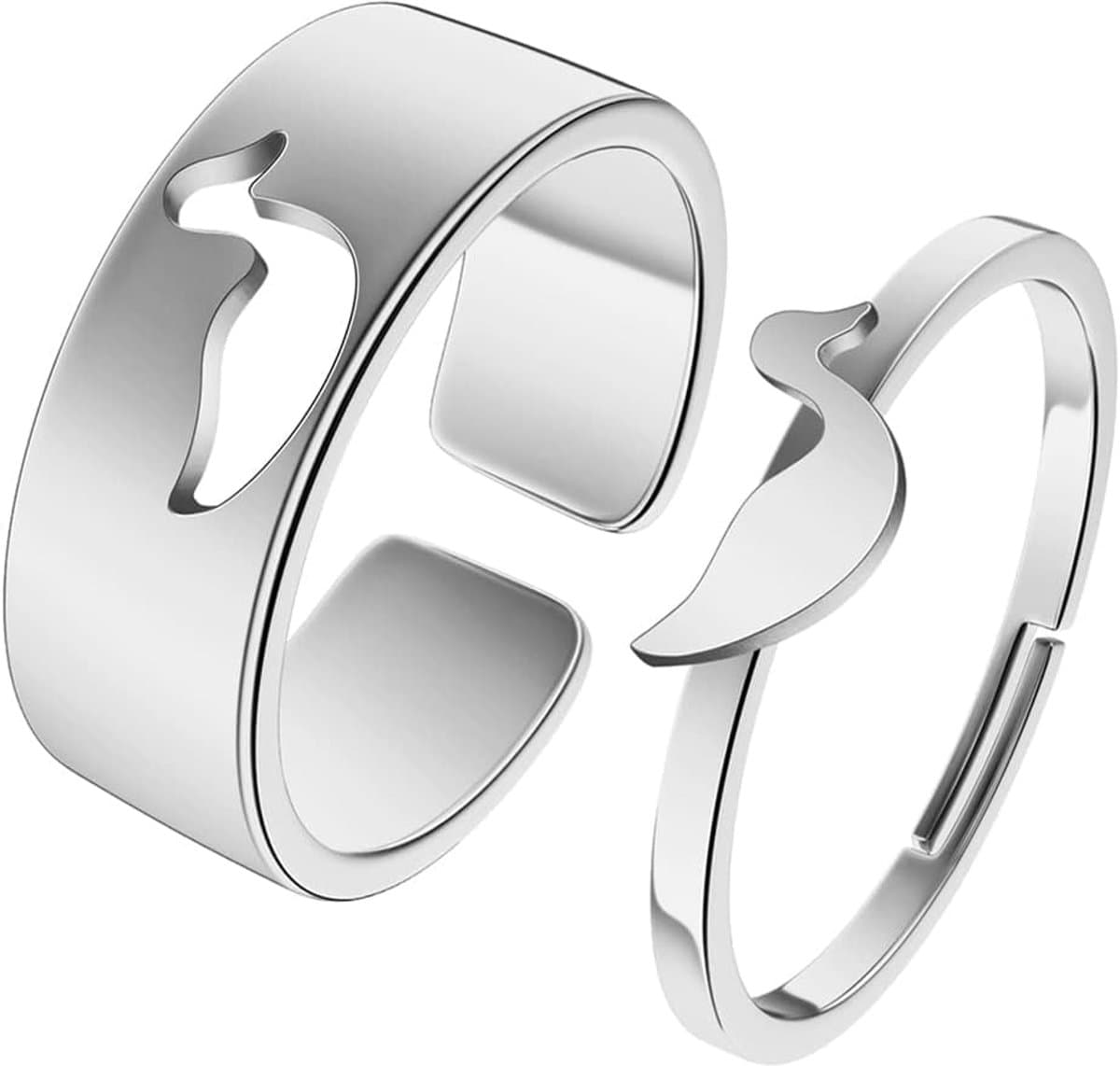 Eend Belofte Ring voor Paar Verstelbare Bijpassende Stapelbare Ring Engagement Trouwring voor Vrouwen Mannen (#16)