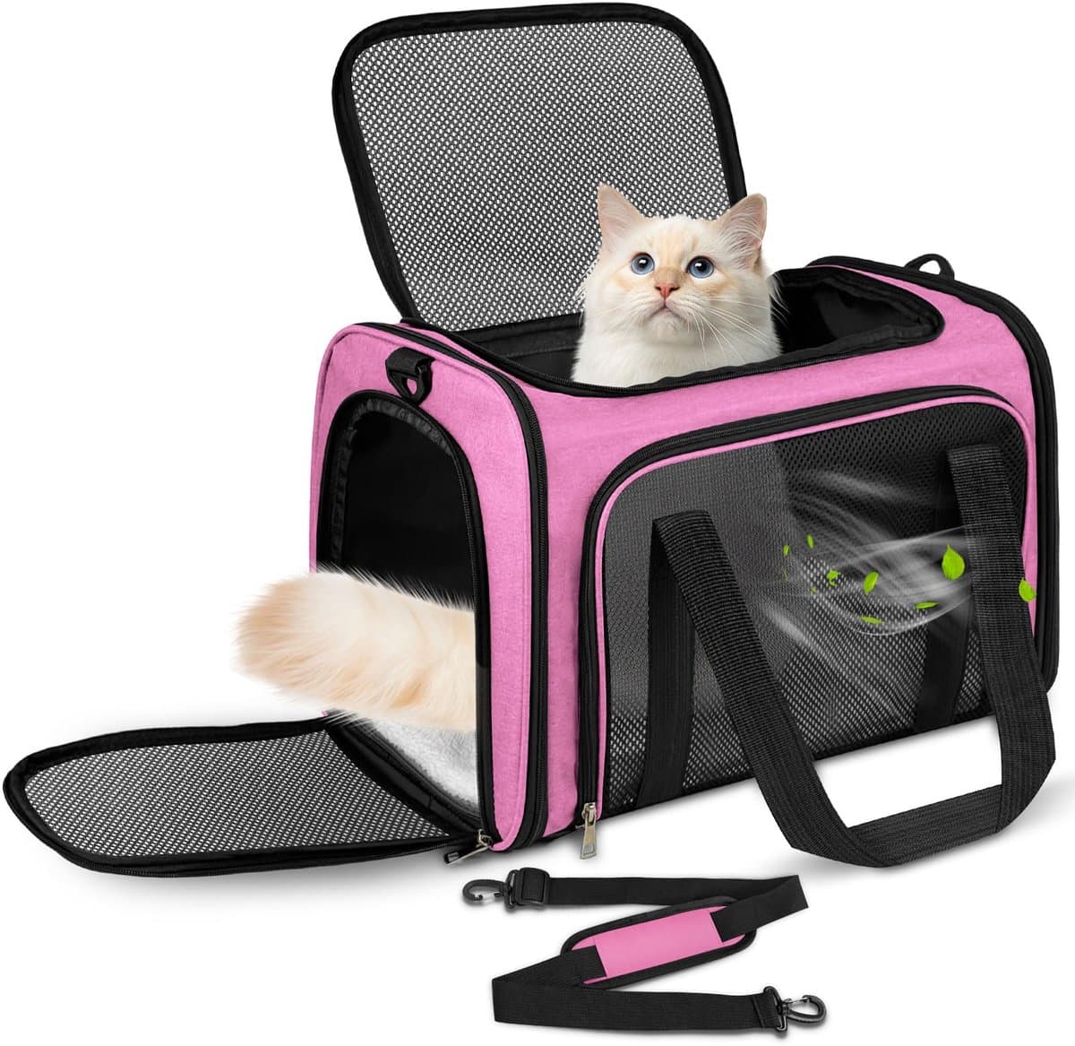 SnelShoppen - Opvouwbare Transporttas voor Katten en Honden, Draagbare Hondentransportbox, Roze, 50x34x34 cm, Geschikt voor Middelgrote Honden en Katt