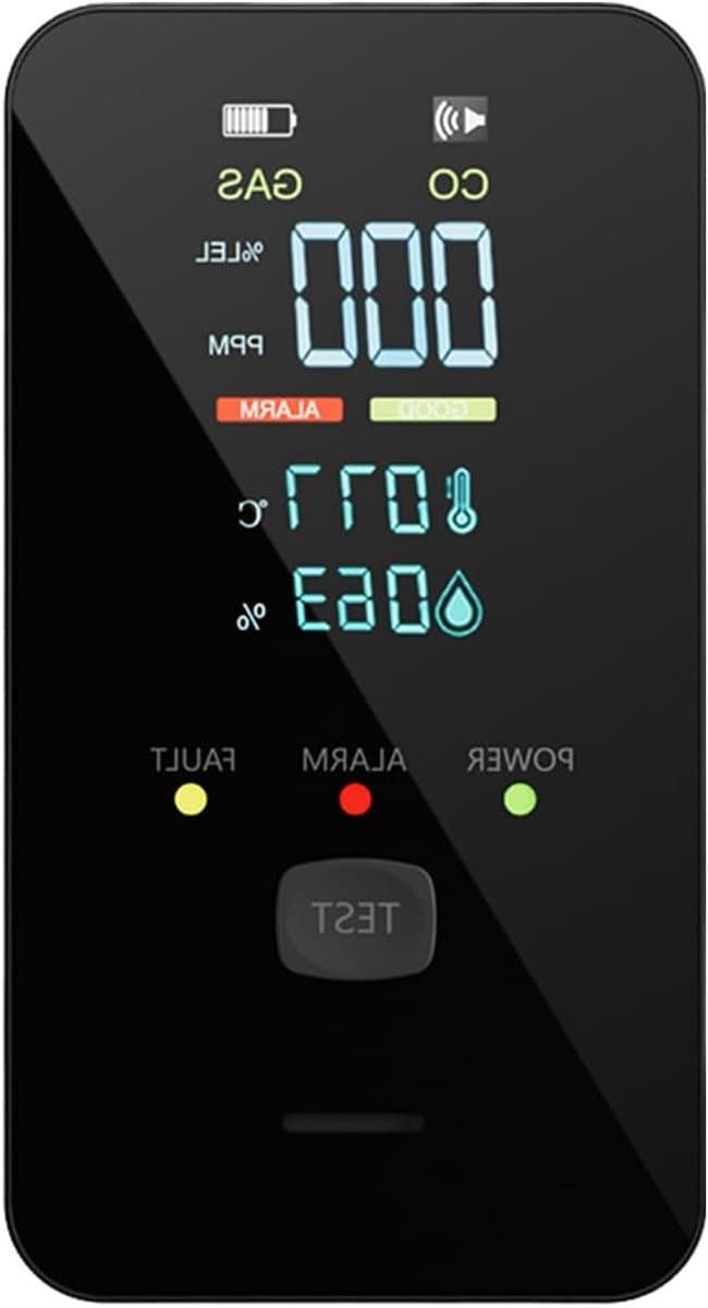 Koolmonoxide Detector - Gasmelder CO meter - Veiligheid Binnenshuis - 4-in-1 Digitale Meter - 65 x 112 x 65 cm
