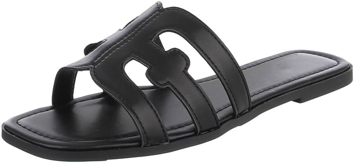 Dames slipper met uitgesneden details en platte zool Mt:36