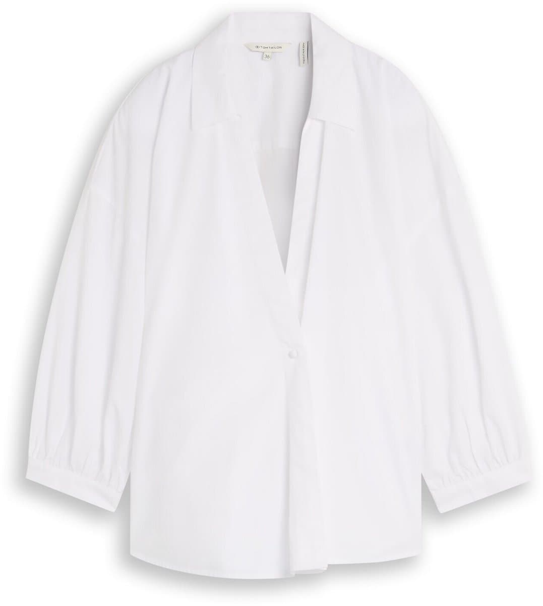 Tom Tailor - Wijdvallende wikkelblouse - Maat 44 - White