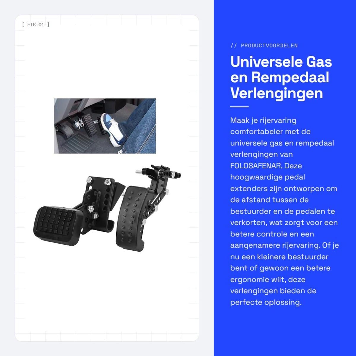 Dailygoods- Pedalenverlengingen Universeel - Antislip Gas/Rem Pedalenverlengingen - Verstelbare Lengte/Hoek - 87 Stuks Pedalenverlengingsset - Geschikt voor de meeste Auto's - Verbeterd Rijcomfort - Pedal Extenders