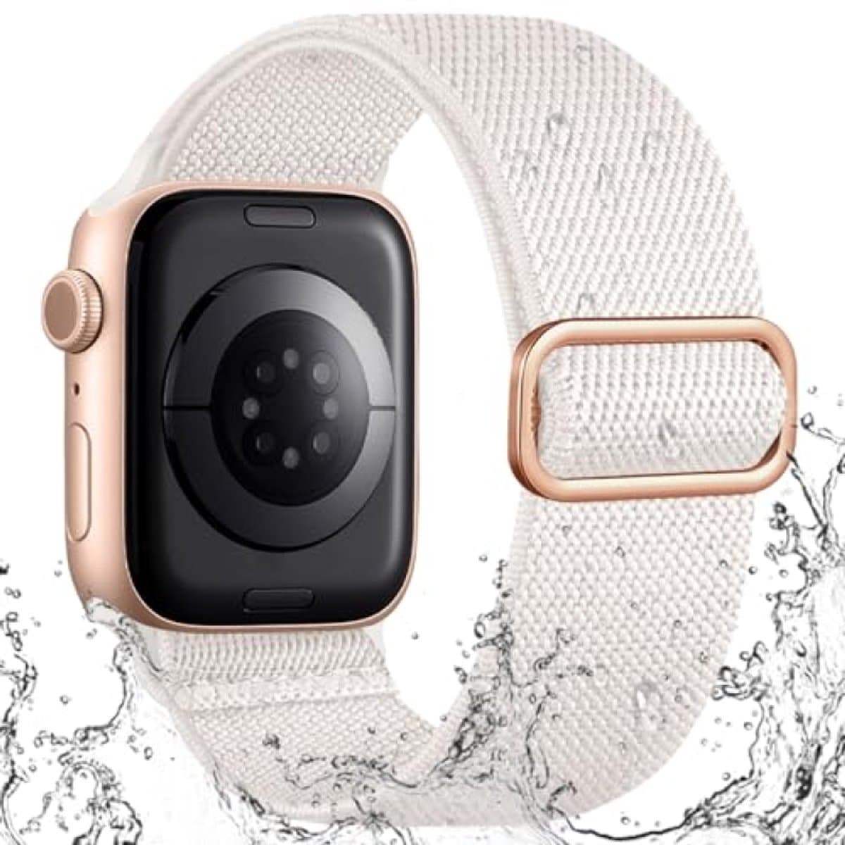 PromoHome Sportband compatibel met Apple Watch armband 42 mm, 40 mm, 38 mm, 41 mm - nylon elastische lus voor iWatch Series 10, 9, 8, 7, 6, 5, 4, 3, SE, Ultra 2, 1 - poolster