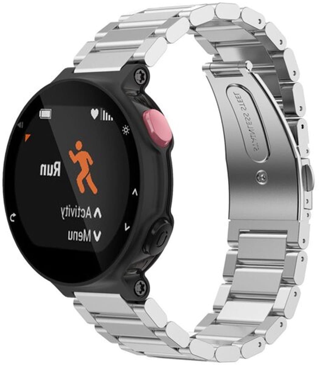 By Qubix - Stalen schakelband - Zilver - Geschikt voor Garmin Approach S20
