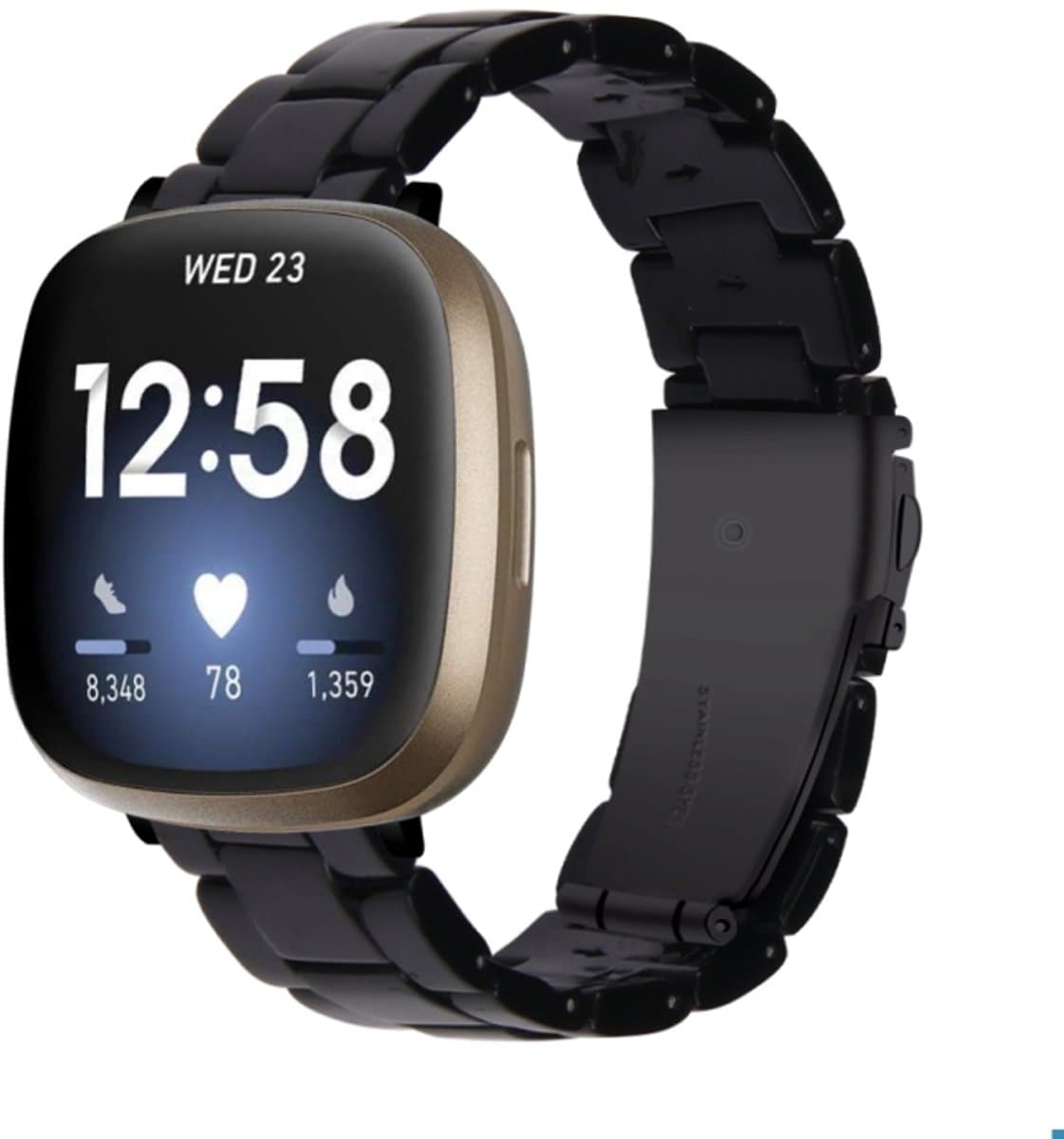 Voor Fitbit Versa 3 / Sense Universal Resin horlogeband (zwart)