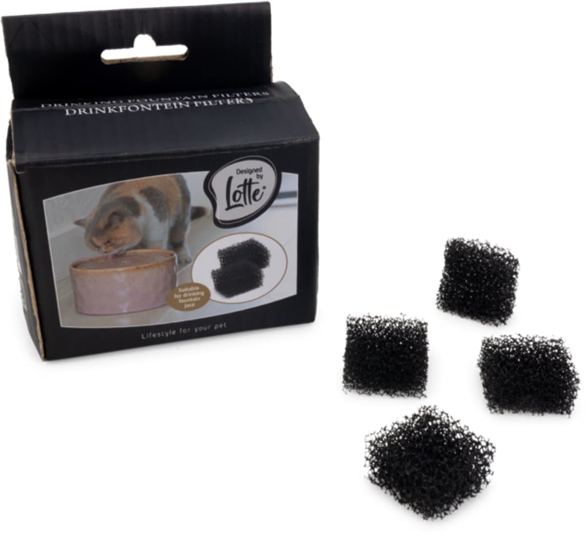 Designed by Lotte Filters voor Drinkfontein Jace - Waterfontein filters kat - Spons - 12 stuks