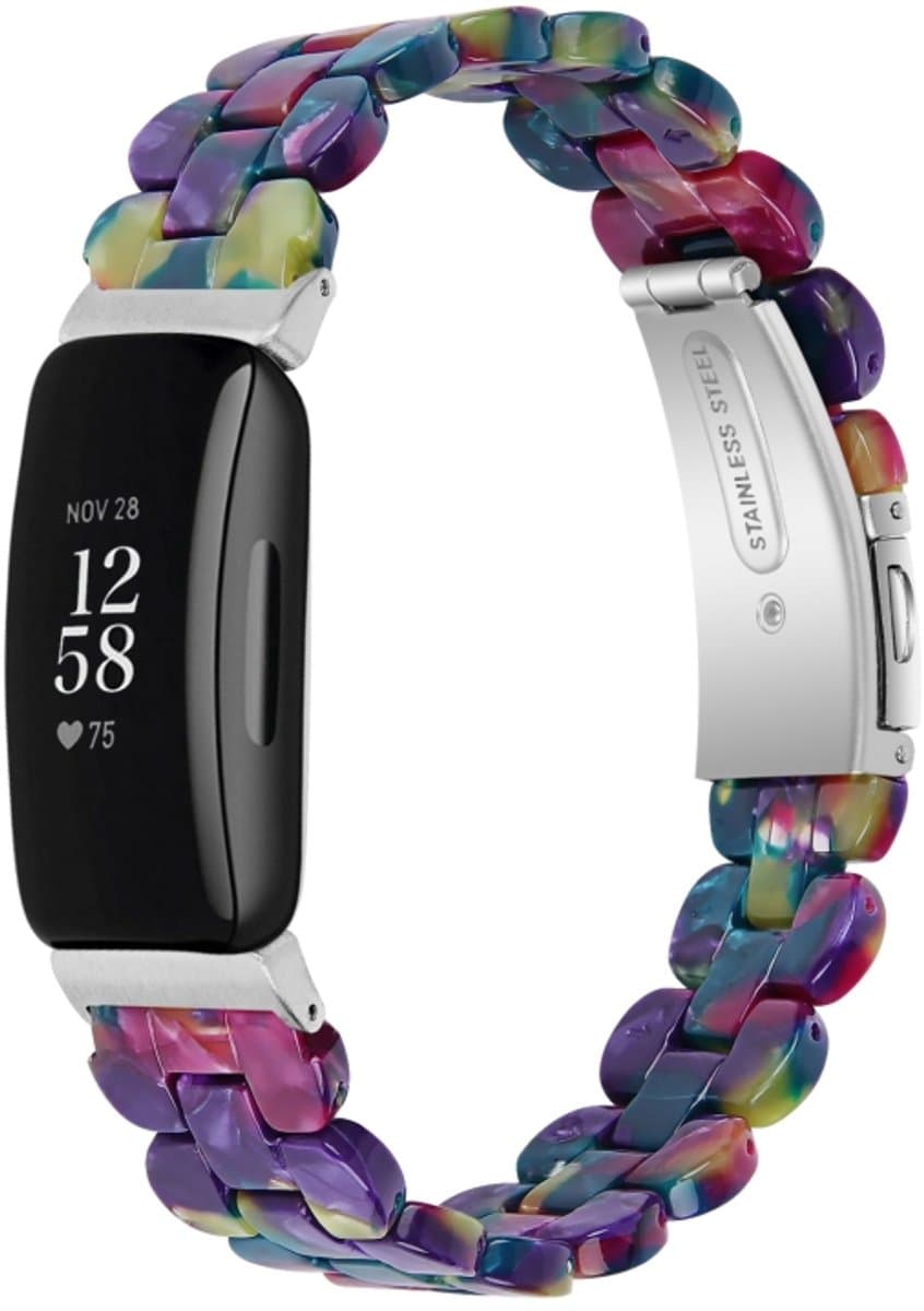 Voor Fitbit Inspire 2 / Inspire Oval Hars vervangen Horlogeband (Purple Green Flower)
