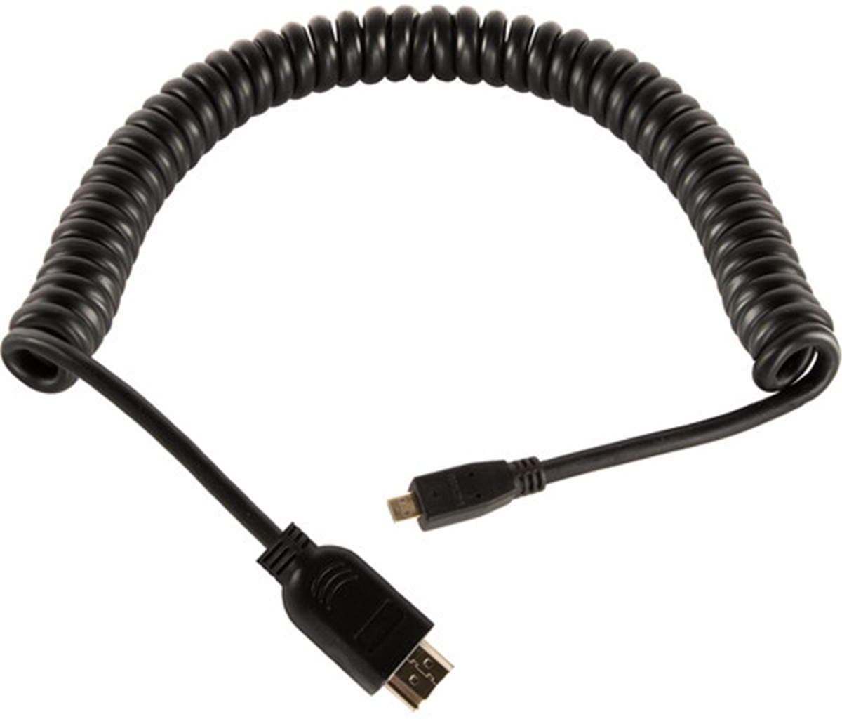 HangTon Micro HDMI to HDMI HDTV Spiral Cable for Mobile Phone Tablet Laptop DV Camera Computer Monitor 4ft - ShopVlot