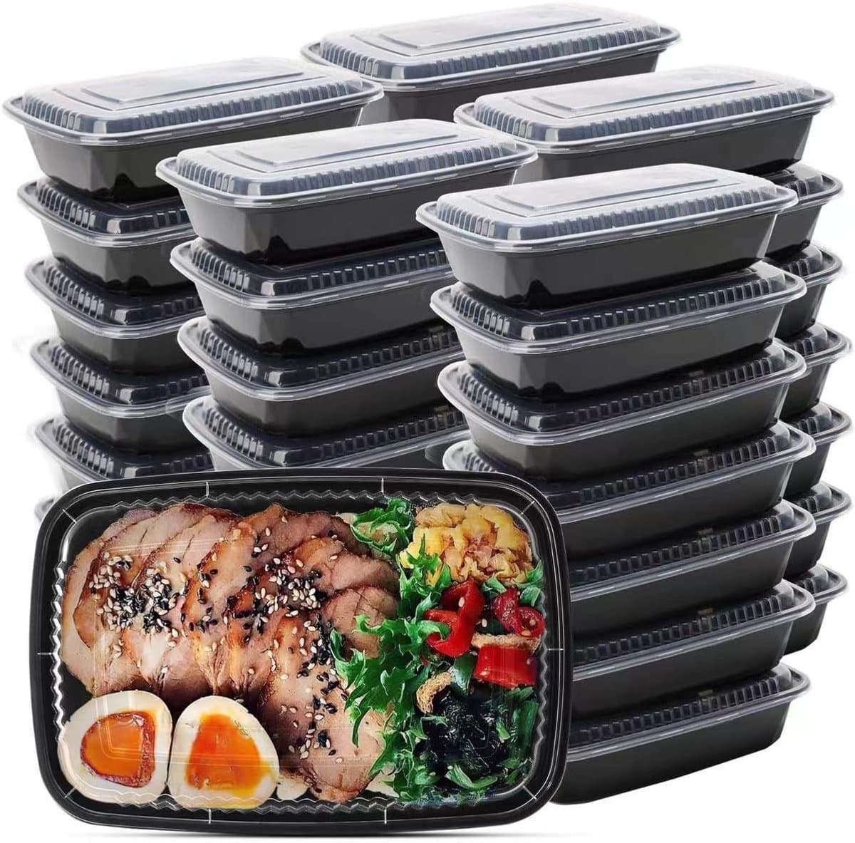50 stuks 946ml Meal Prep Container met, Premium Herbruikbare Behälter voor de bereiding van maaltijden Lunchbox met deksel, Microgolf-, Vriezer-, Vaatwasserbestendig