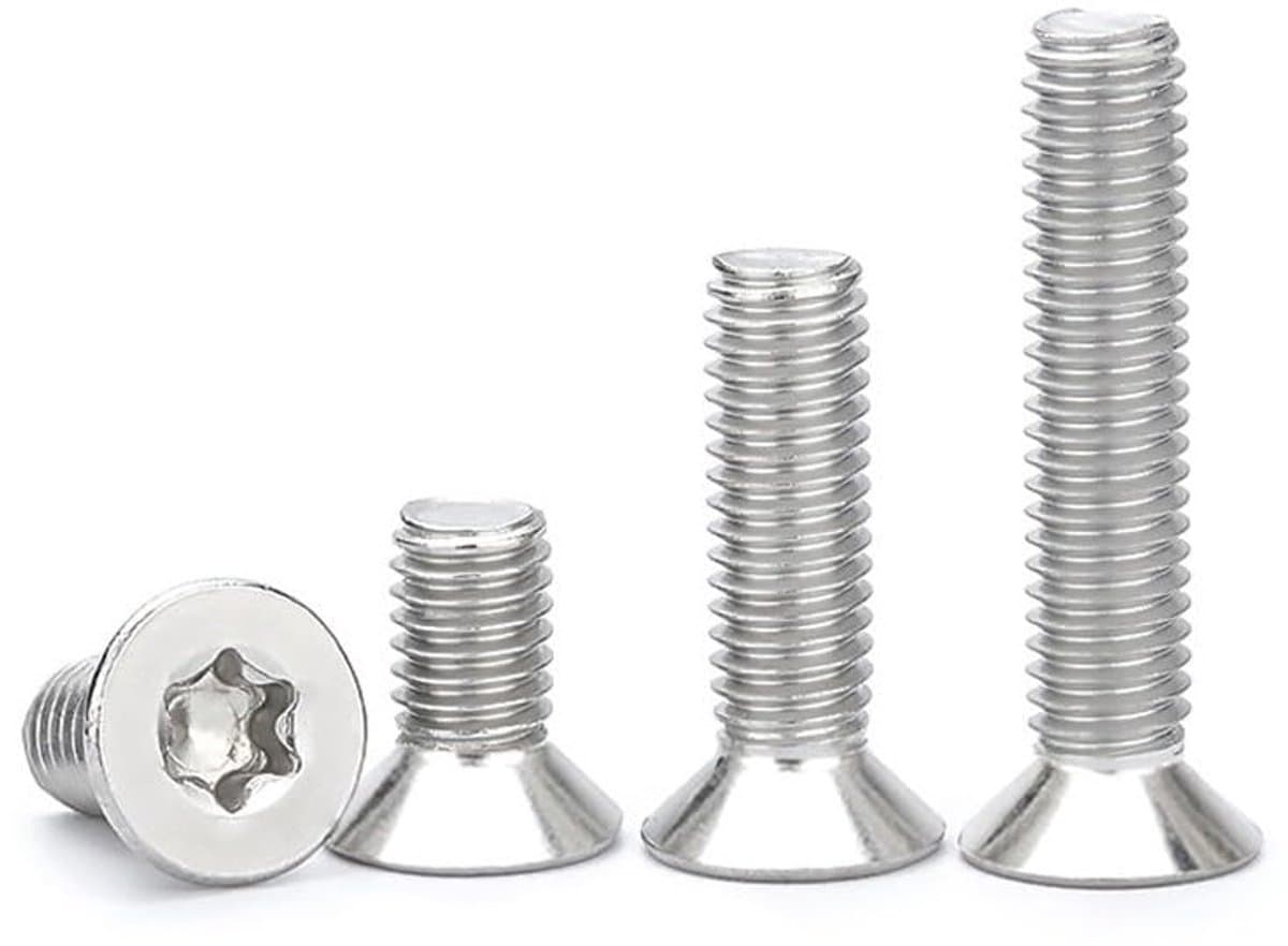 10 Stuks Torx-Schroeven - M8 x 20mm Roestvrij Staal 304 Verzinkte Torx-Platte Kop Schroeven Volledig Schroefdraad Zilver
