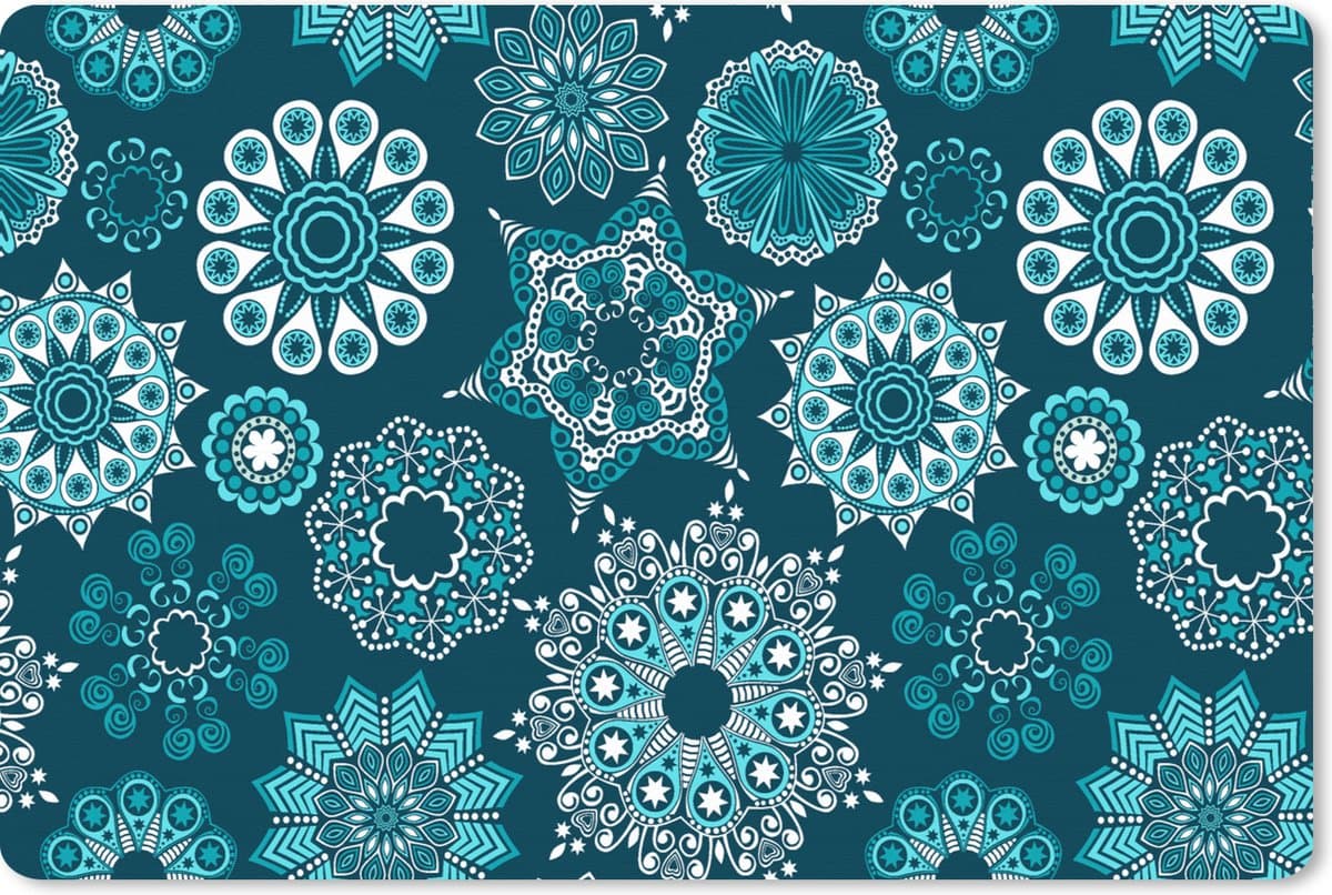 Muismat XXL 90x60 cm - Bureau onderlegger - Bureau mat Sneeuwvlok - Luxe - Blauw - Zilver - Design - Bureaumat - Gaming mousepad xl - Bureaulegger groot - Computer deskmat - Kerst - Cadeau - Kerstcadeau voor mannen en voor vrouwen