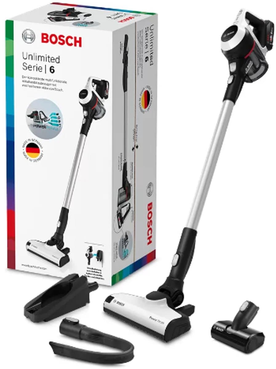 Bosch Serie 6 BKS611MTB steelstofzuiger & elektrische bezem Batterij/Accu Droog Zakloos Zwart, Wit