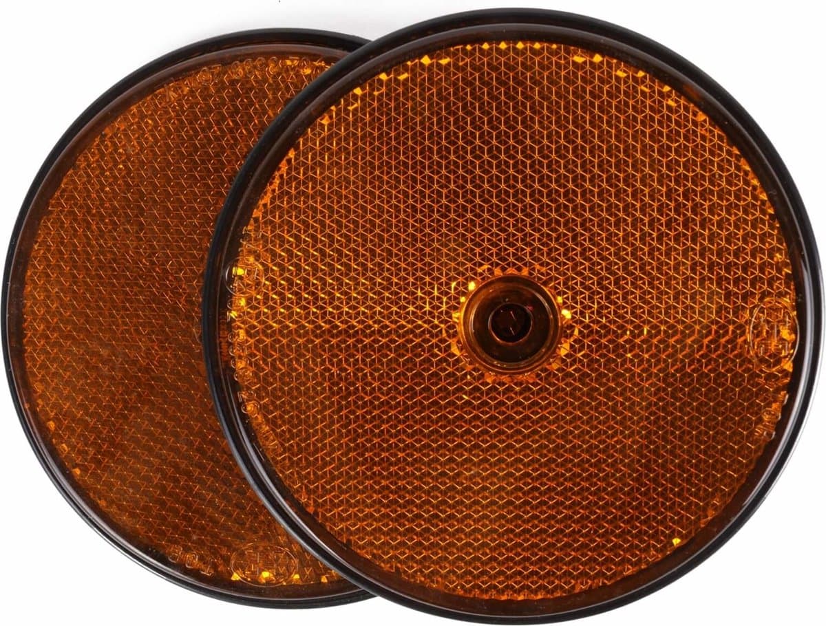 Benson Ronde reflector - 85 mm - oranje - 2 stuks - E-keur - schroefbevestiging
