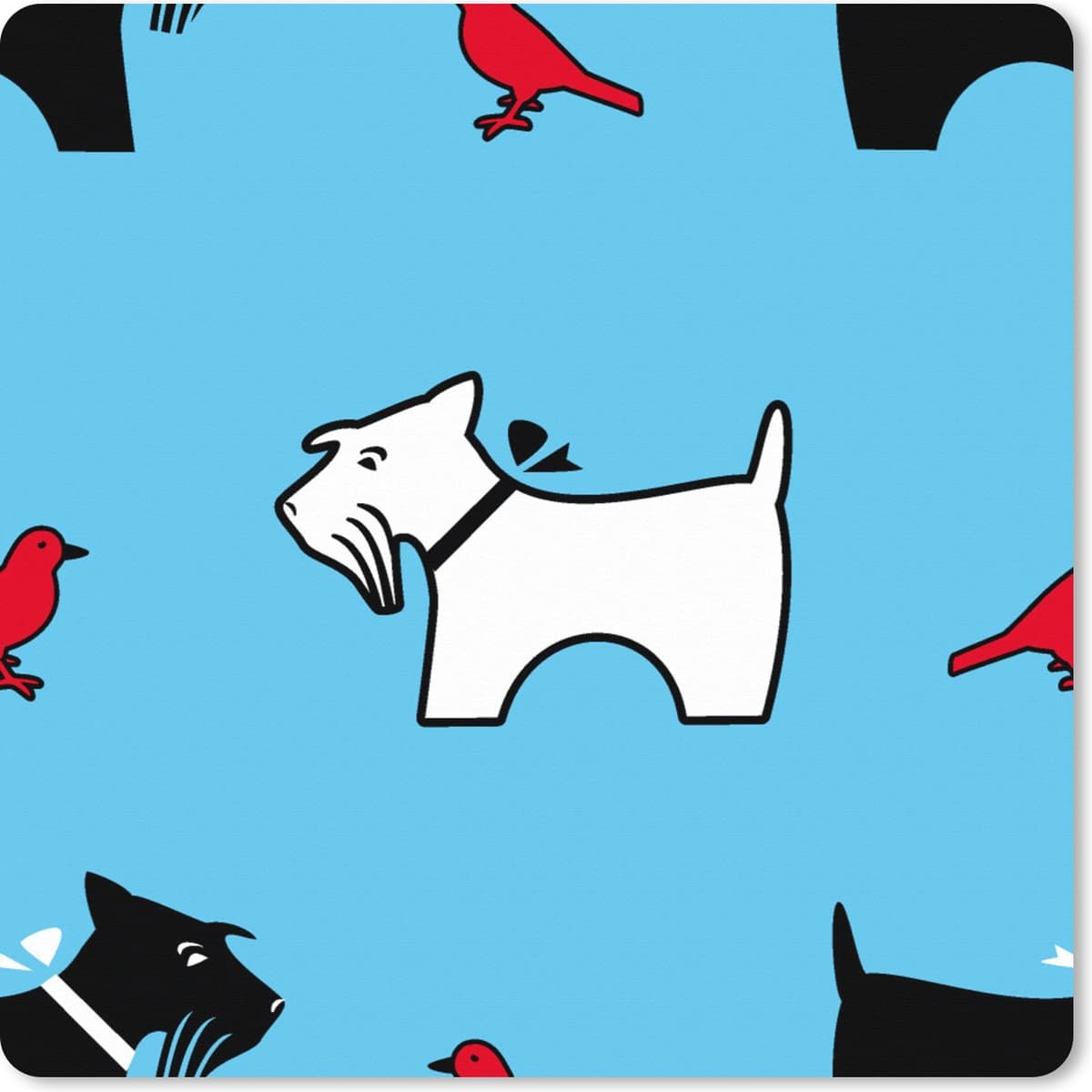 Muismat XXL 60x60 cm - Bureau onderlegger - Bureau mat Hond - Vogel - Dieren - Patronen - Kinderen - Bureaumat - Gaming mousepad xl - Bureaulegger groot - Computer deskmat