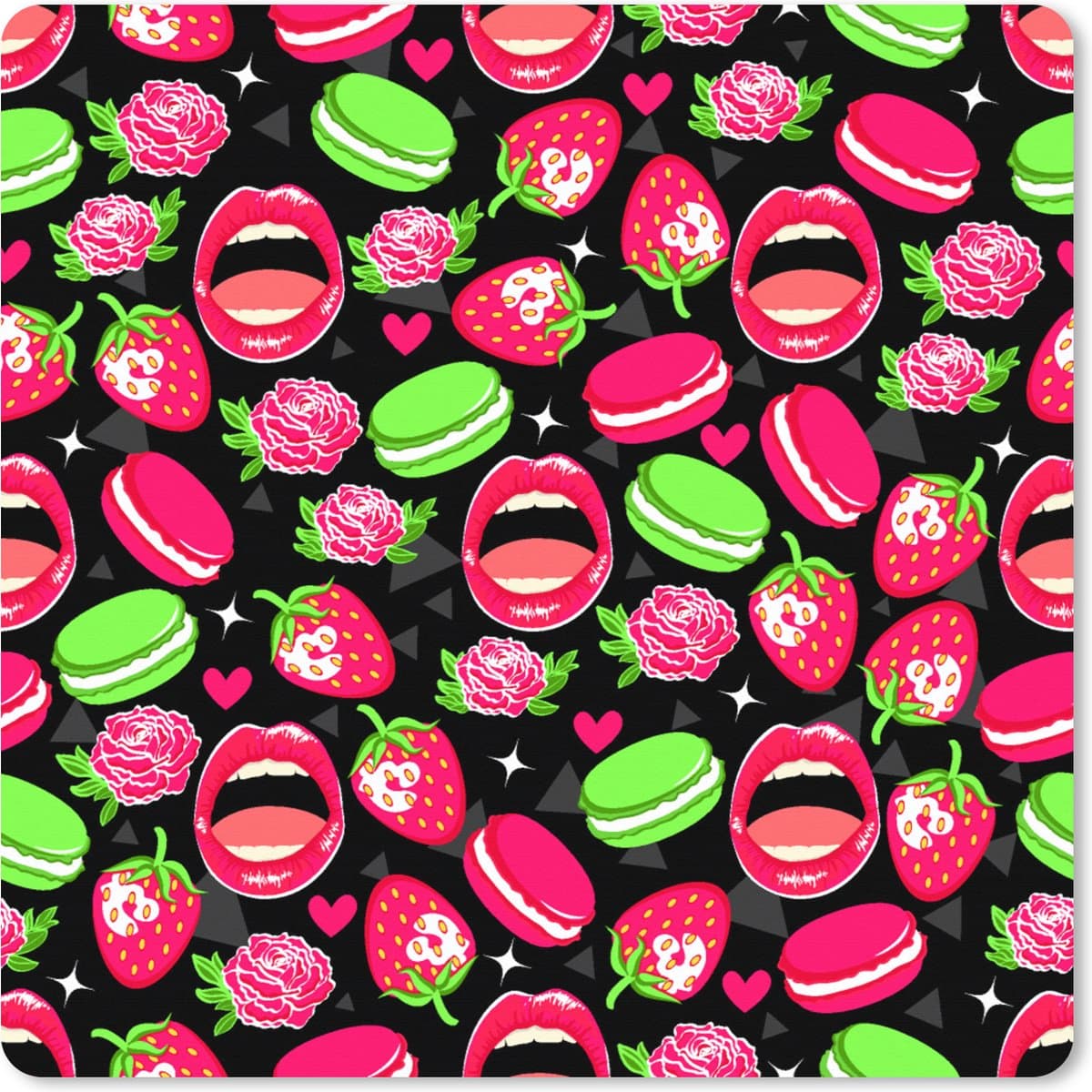 Muismat XXL 60x60 cm - Bureau onderlegger - Bureau mat Eten - Patroon - Roze - Bureaumat - Gaming mousepad xl - Bureaulegger groot - Computer deskmat