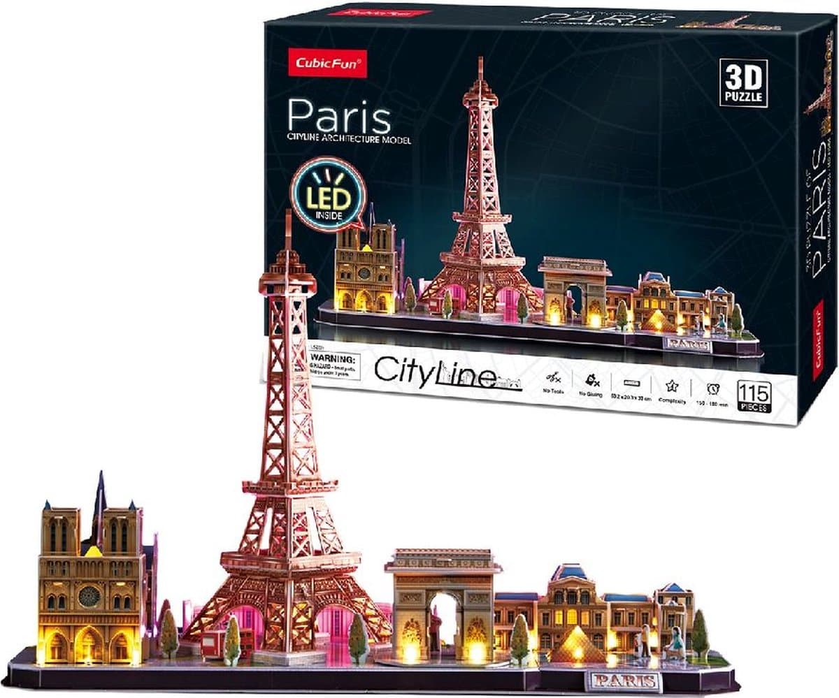 Cubic Fun 3D-puzzel City Line Parijs LED