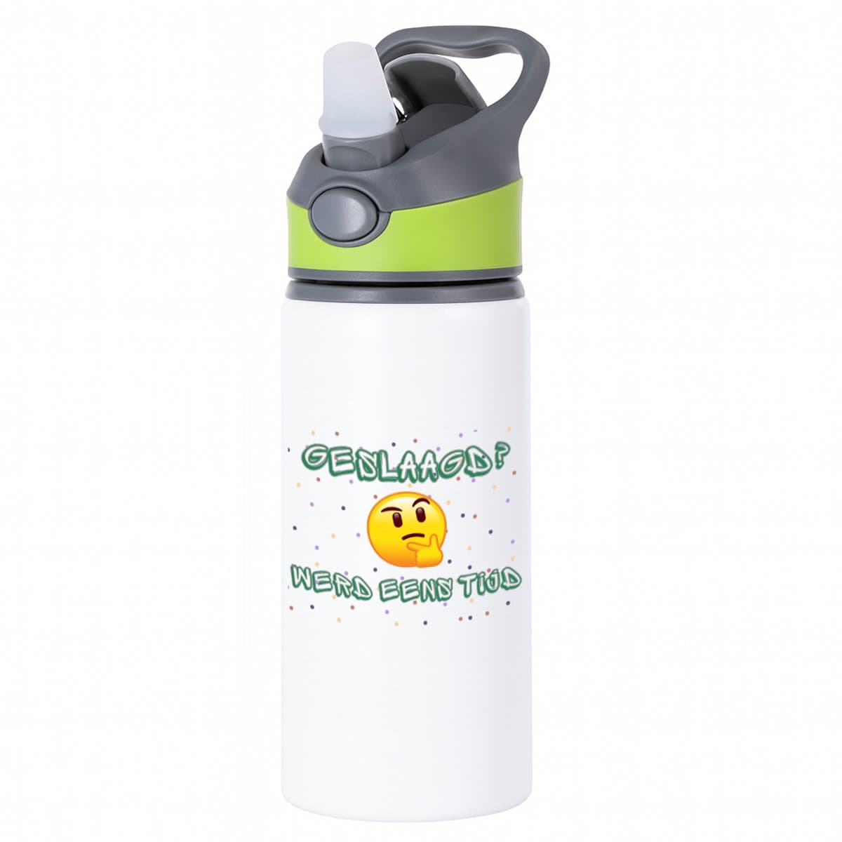 Hacebo® - Geslaagd werd eens tijd waterfles met rietje groen - Geslaagd - geslaagde - diploma - cadeau voor iemand die is gelsaagd - water fles - 650ML