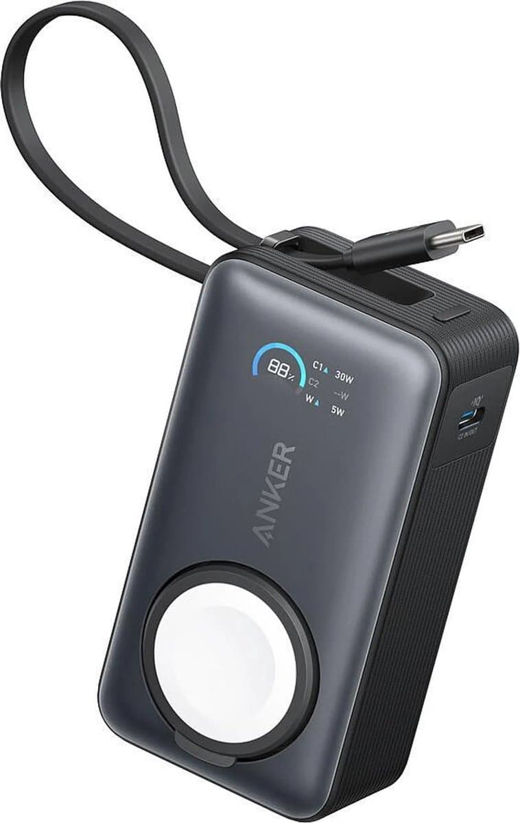 Anker MagGo Powerbank (10 K, 35 W, voor Apple Watch), Zwart