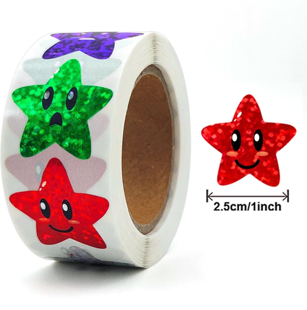 DW4Trading Stickerrol Gekleurde Gezicht Sterretjes - Sluitstickers - Ø 2,6 cm - 500 Stuks