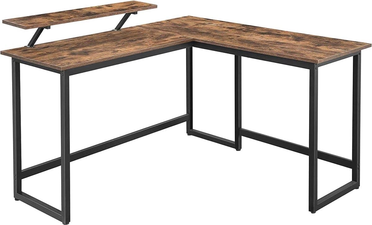 Hoekbureau - Bureau - L-vormig - Computerbureau - Met beweegbare monitorbevestiging - 140 x 130 x 76 cm
