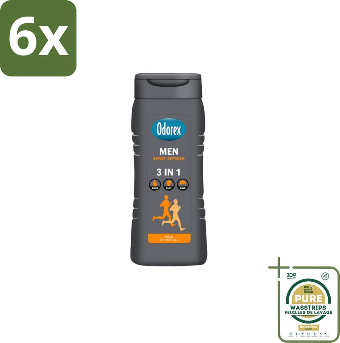 Odorex – Douchegel – For Men Sport Refresh – 300 ml - Voordeelverpakking - 6 stuks - Frisse douchegel - Citrusgeur