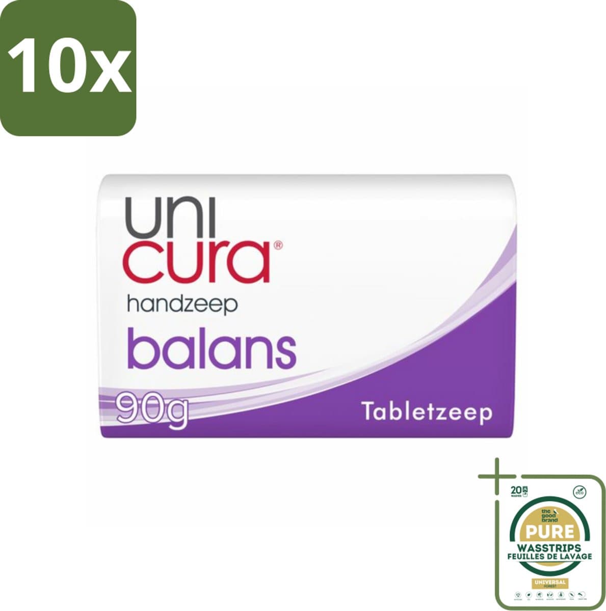 10 x Unicura Tabletzeep Anti Bacterieel Balans 180 gr - Grootverpakking - Handzeep - Antibacterieel - Hygiëne - Handen Reinigen - Handen Beschermen