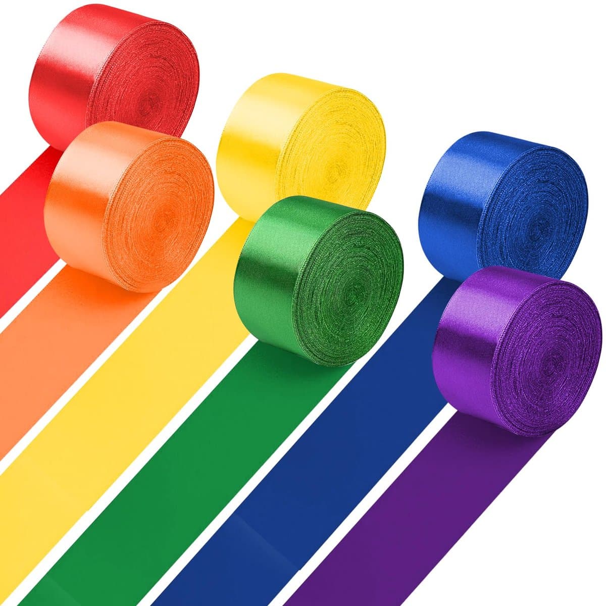 IMPERATORIS® Satijn Linten Set Voor Knutselen, Cadeaus, Decoratie - Cadeaulint - Rood, oranje, geel, groen, blauw, paars