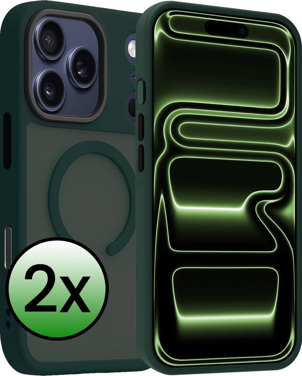 Hoesje 2 Stuks - Geschikt voor Apple iPhone 17 Pro Max - Magsafe Compatible - Sterk & Shockproof - Back Cover - Shock Proof Case - Telefoon Hoes - Donkergroen
