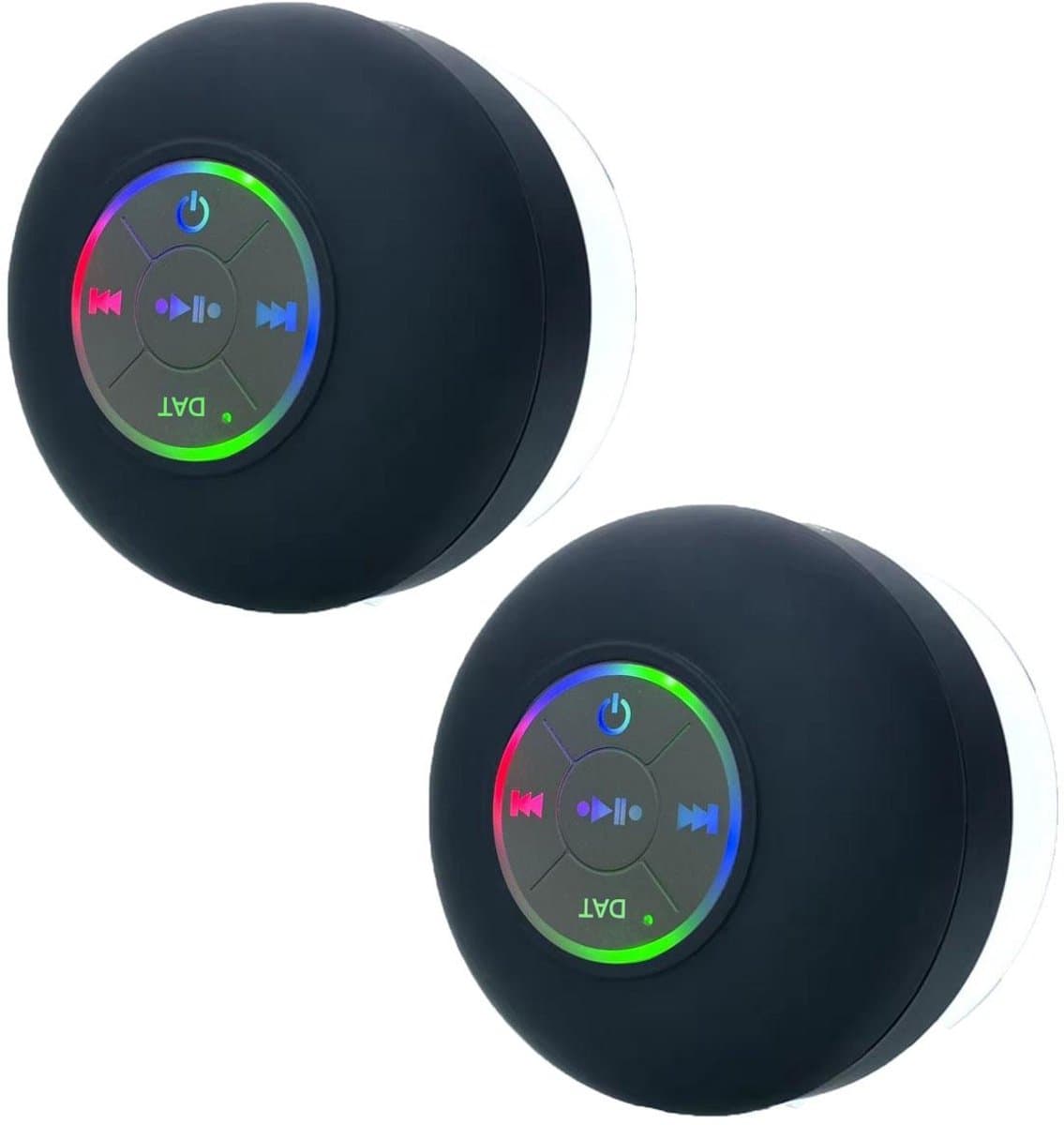 2 stuks badkamerluidsprekers - douche - Zuignap type - Mini - Draagbare draadloze luidsprekers - Compact volume - Bass stereo - Met LED-verlichting - Geschikt voor badkamer, feestjes, reizen, thuis