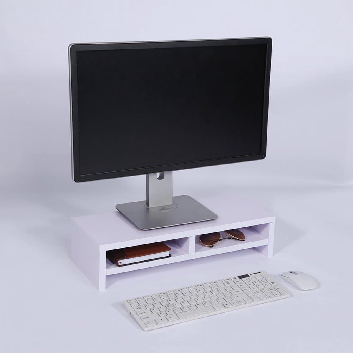 Monitorverhoging voor ergonomisch werken - Stevige dubbele verhoging voor twee beeldschermen - Ruimtebesparend bureau-organisatie systeem