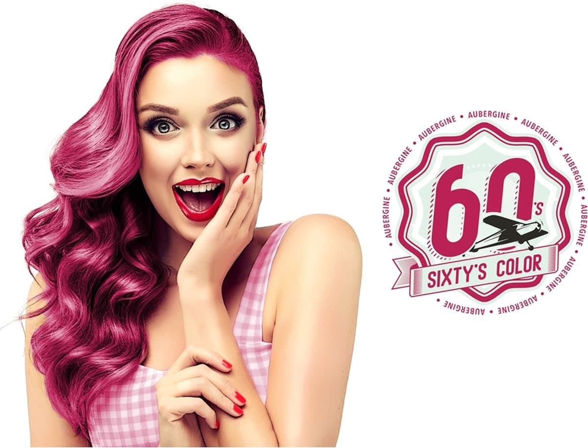 Semi-permanente kleurstof Hairgum Sixty's Color Aubergine (60 ml)