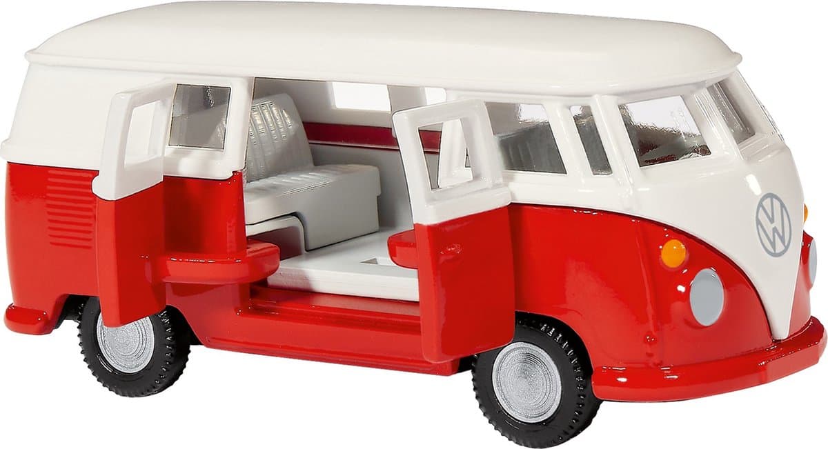 Siku VW T1-bus speelgoedvoertuig - schaal 1:50, rood en wit, 2361