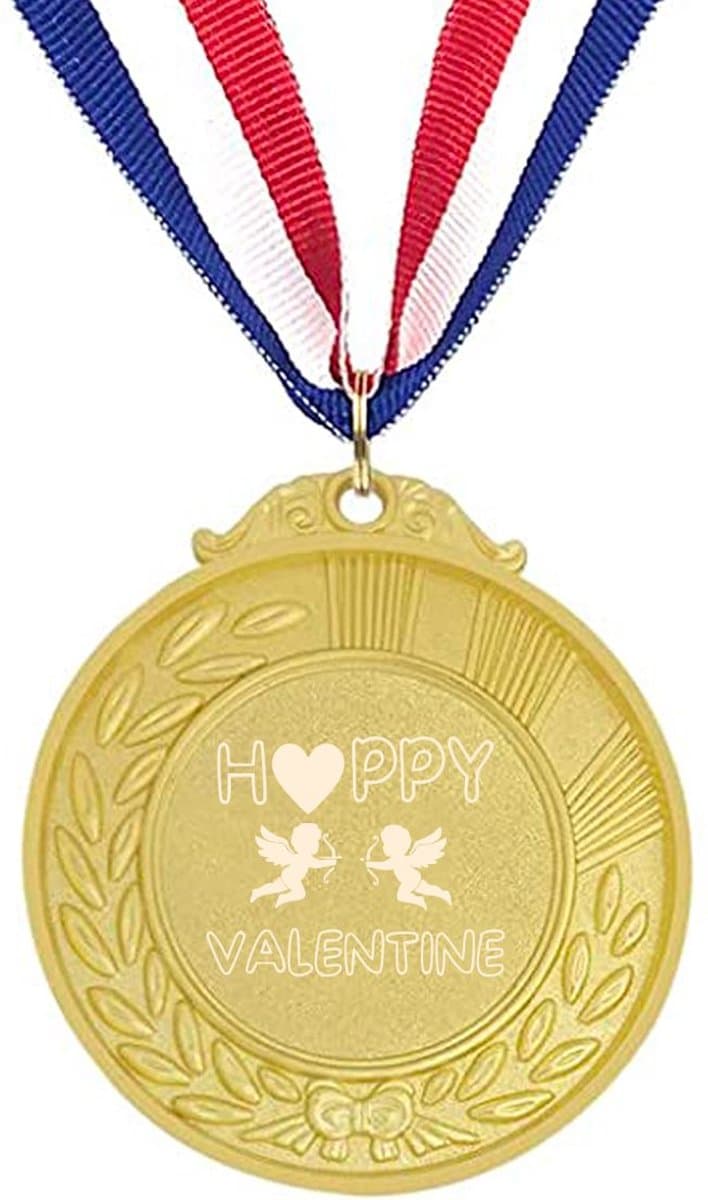 Akyol - blije valentijn medaille goudkleuring - Valentijnsdag - relatie stel - cadeau