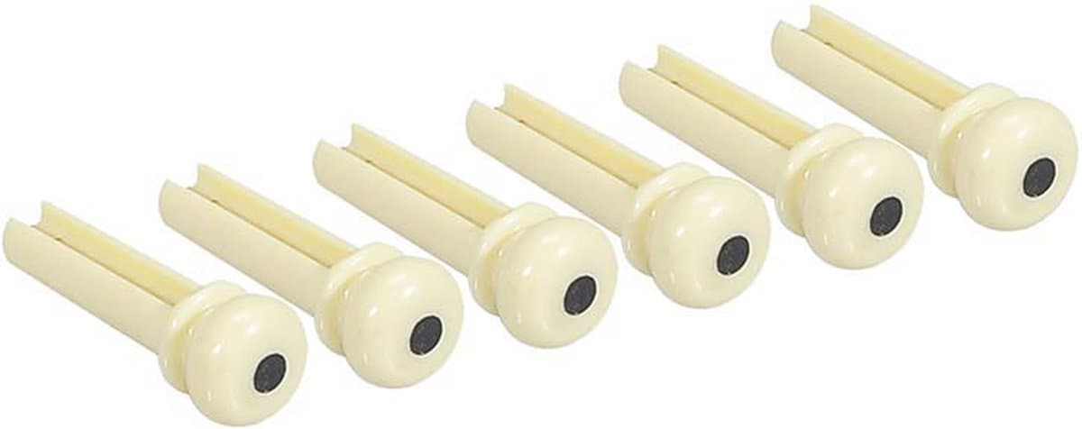 Boston 2130 Ivorietint Plastic Bass Bridge Pins met Zwart Dots - 6-Pack