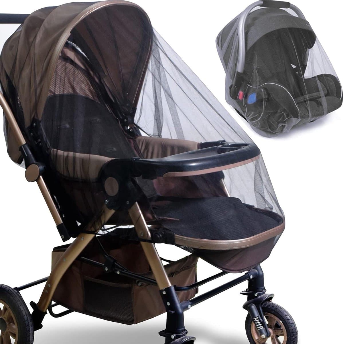 2 stuks - Kinderwagen Muskietnet - Klamboe voor kinderwagen - zwart - insectennet voor kinderwagens, wiegjes, wiegen - Muskieten Net - Baby Wagen Klamboe - Muggen Bescherming Net - Muggennet - Zwart mesh gaas - 1.5m