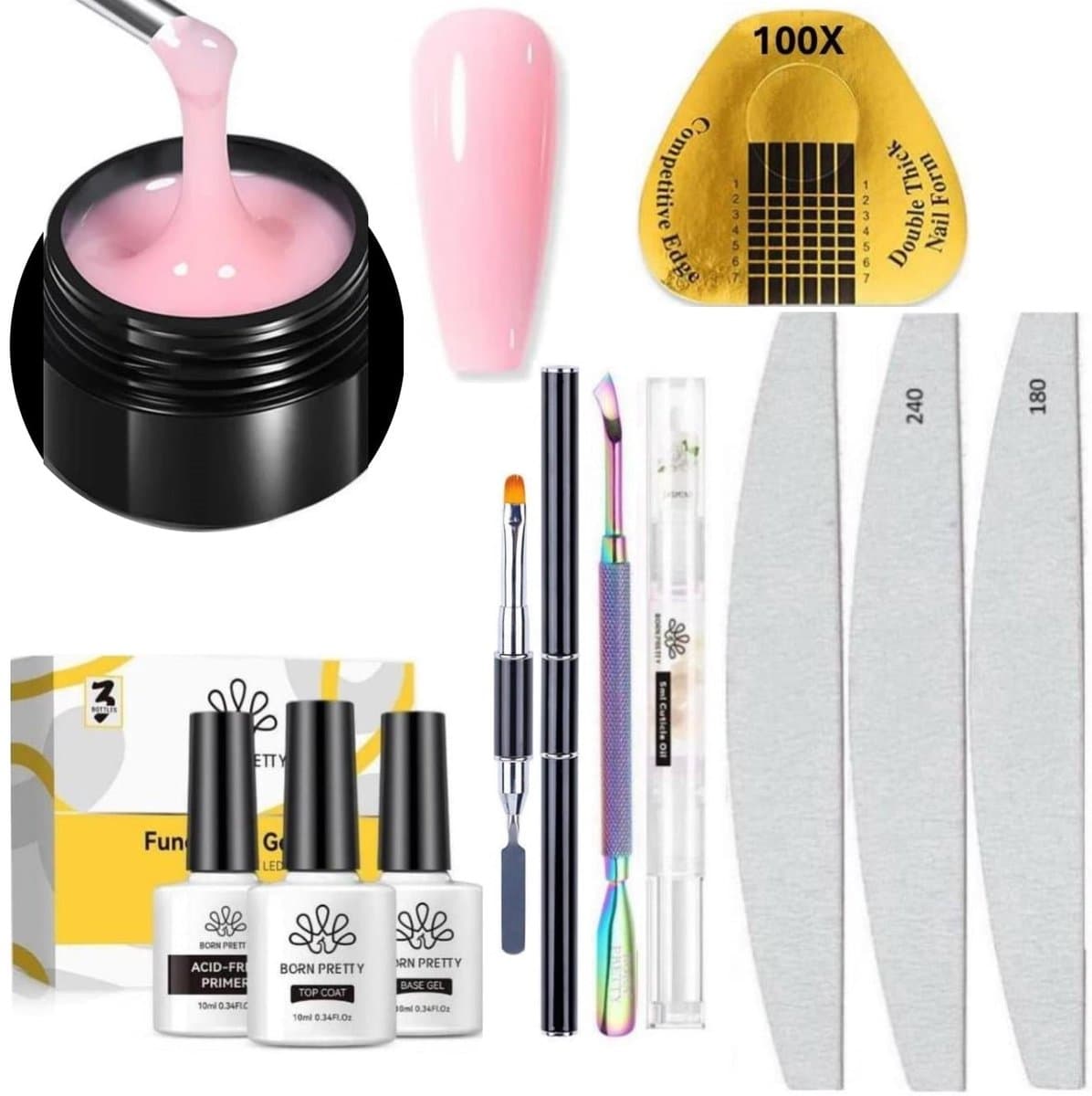 Born Pretty - Extension gel - Set - HEMA-vrij - Builder gel - Nagelgel - UV gel builder - Gel -Nagelverlenging - Buildergel - Builder gel gel nagels - UV gel - Gel nagels - Gelnagels