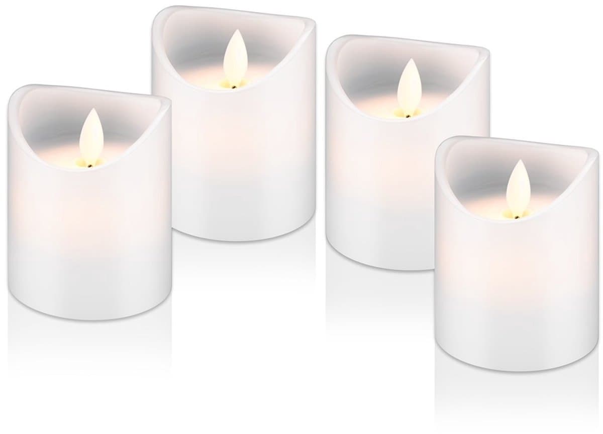 Goobay Set of 4 LED Real Wax Candles, white