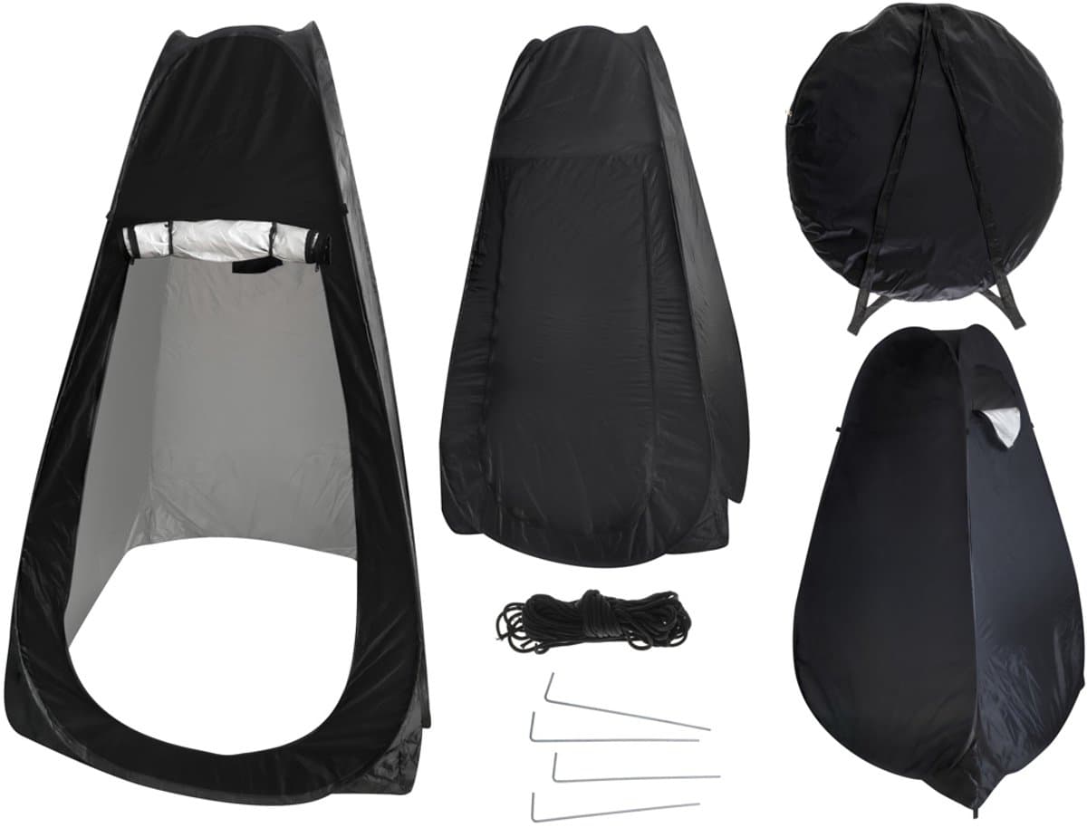 MOZY® - Pop-up Douchetent - Zwart - 180 cm - met Draagtas - Inclusief Tentharingen - Camping Douche - Draagbare Omkleedtent - WC Tent
