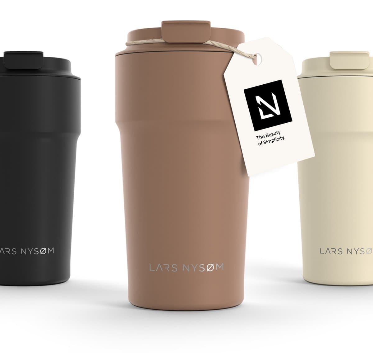 LARS NYSØM Bevægelse Thermos Coffee Mug-to-go 500ml - BPA-vrij met Isolatie - Lekvrije Roestvrijstalen Thermosbeker (Mocha Brown)