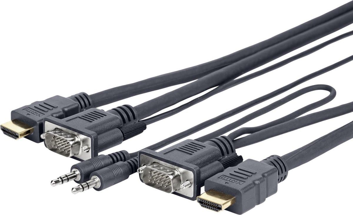VivoLink PROVGAHDMIFLY7 video kabel adapter 5 m VGA (D-Sub) + 3.5mm HDMI Type A (Standaard) Zwart