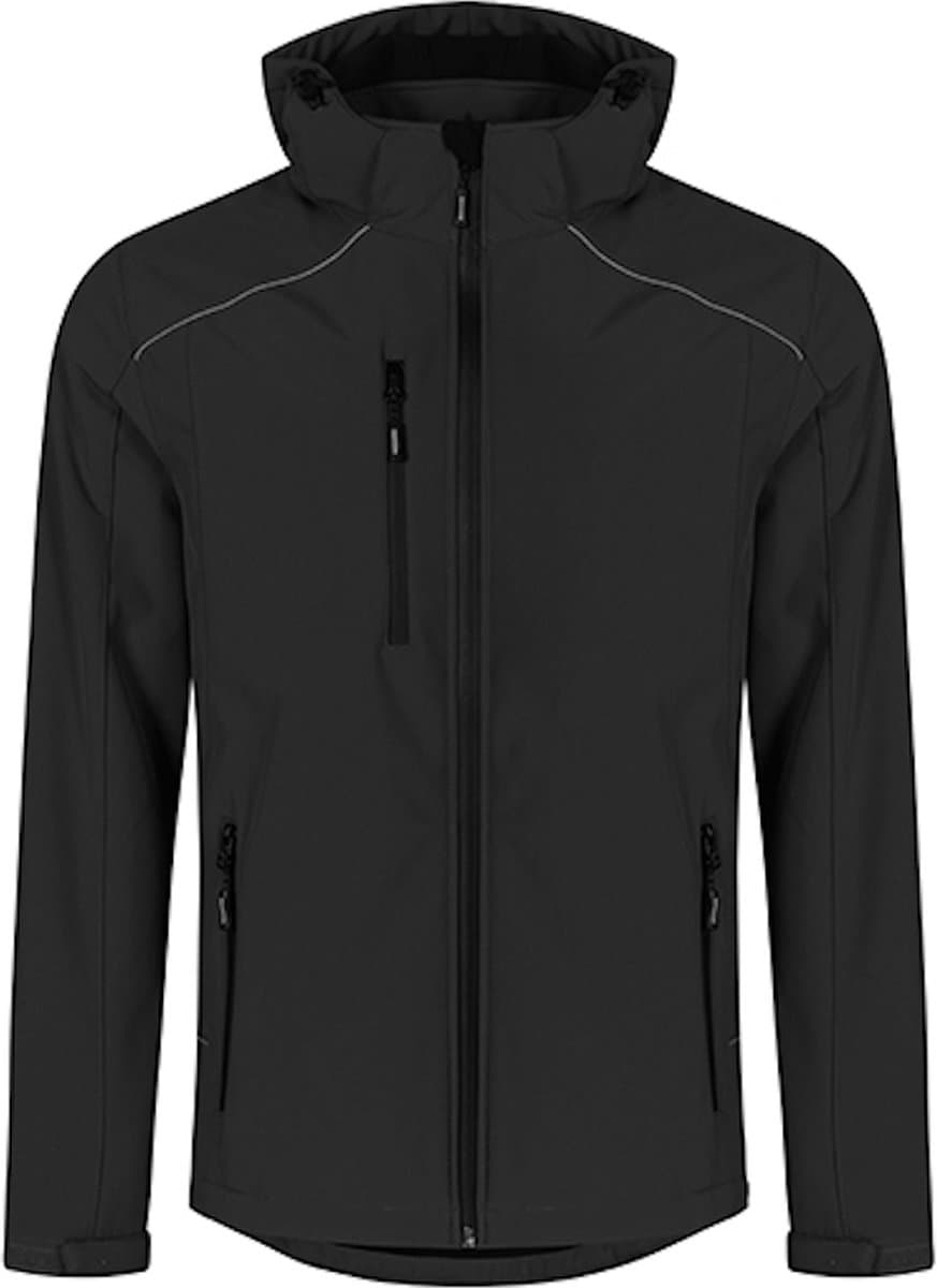 Men's Softshell Outdoorjas met afneembare capuchon Black - XL