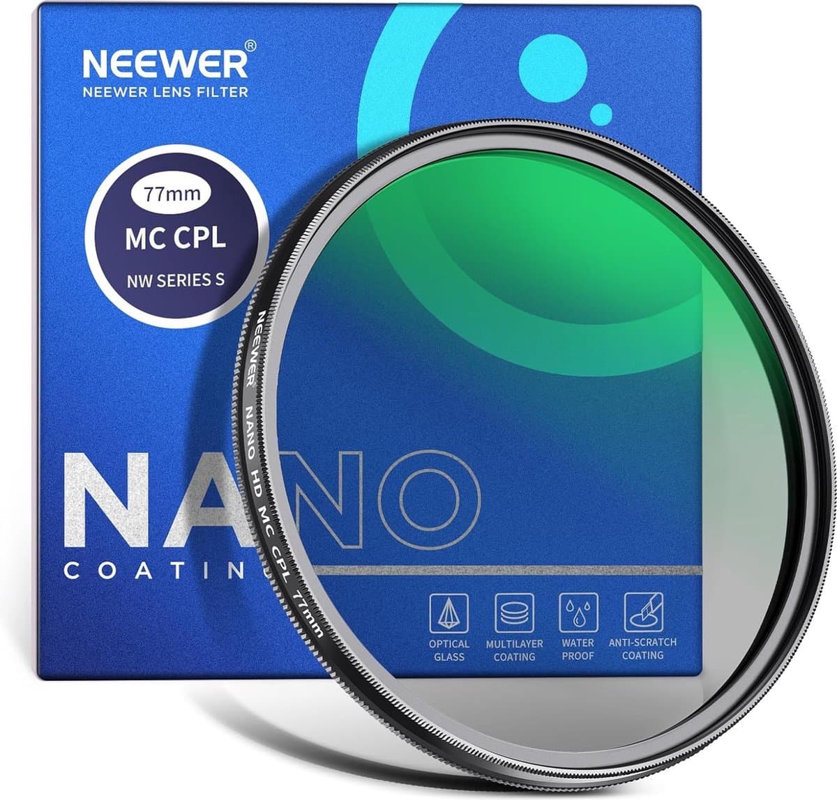52mm Polarisatiefilter - 24 Lagen Multi-Resistente Nano MC CPL Cirkelpolarisatiefilter met HD-Glas/Ultra Slim voor Cameralens, Vermindert Reflectie/Verbeterd Contrast/Glansreductie