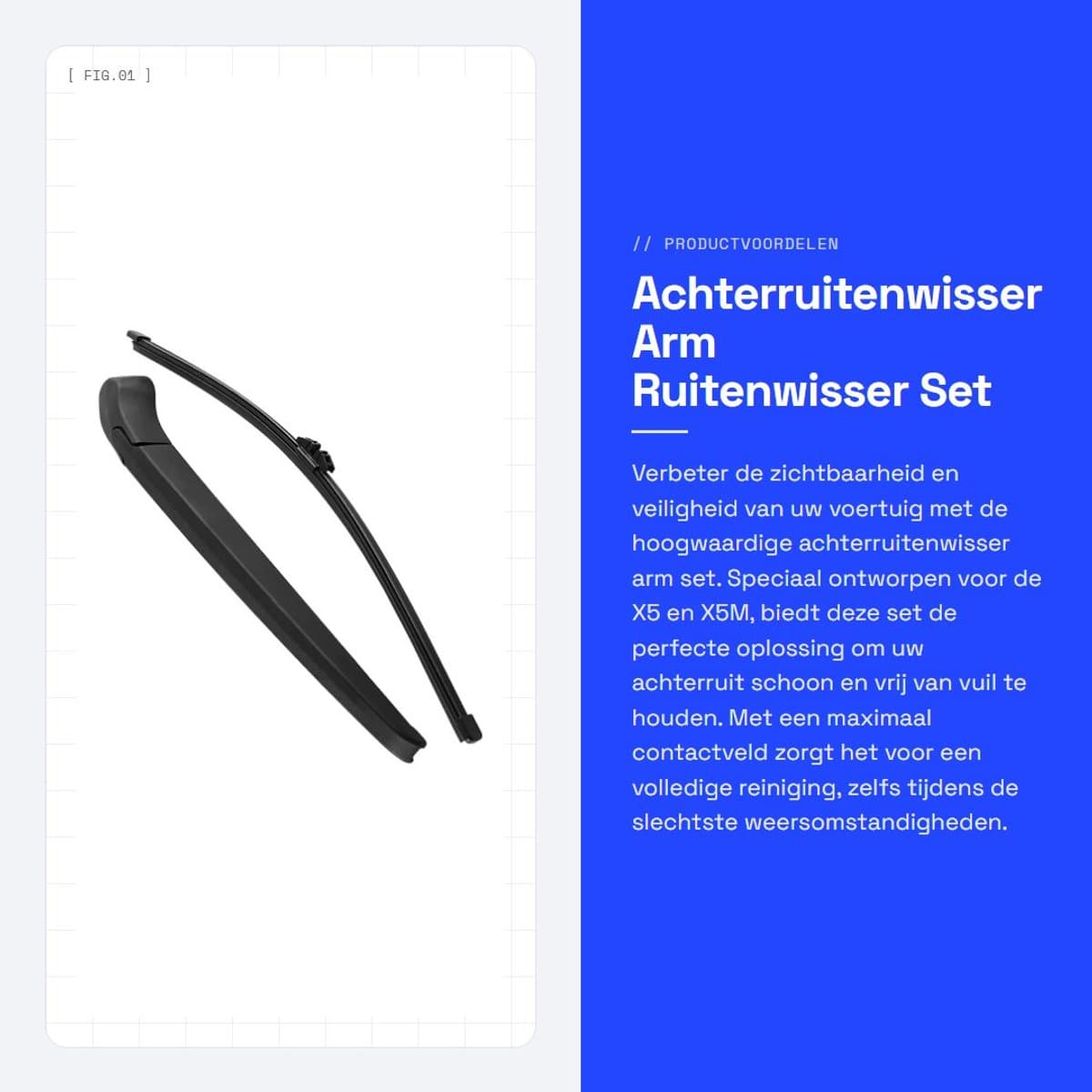 Dailygoods- Achterruitenwisser Arm Inclusief Wisserblad - Geschikt voor X5/X5M LST-BW02 2007-2013 - Rubber/Flexibel Ontwerp - Eenvoudig te Installeren - Volledige Reiniging - Soepel en Stil Vegen - Ruitenwisser
