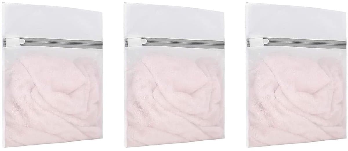 Dailygoods- Waszakken - 3-pack honingraat mesh - Ergonomisch ritssluiting - Voor delicate kleding - Lichtgewicht en compact - Milieuvriendelijk alternatief (30x23cm) - Wasnetjes