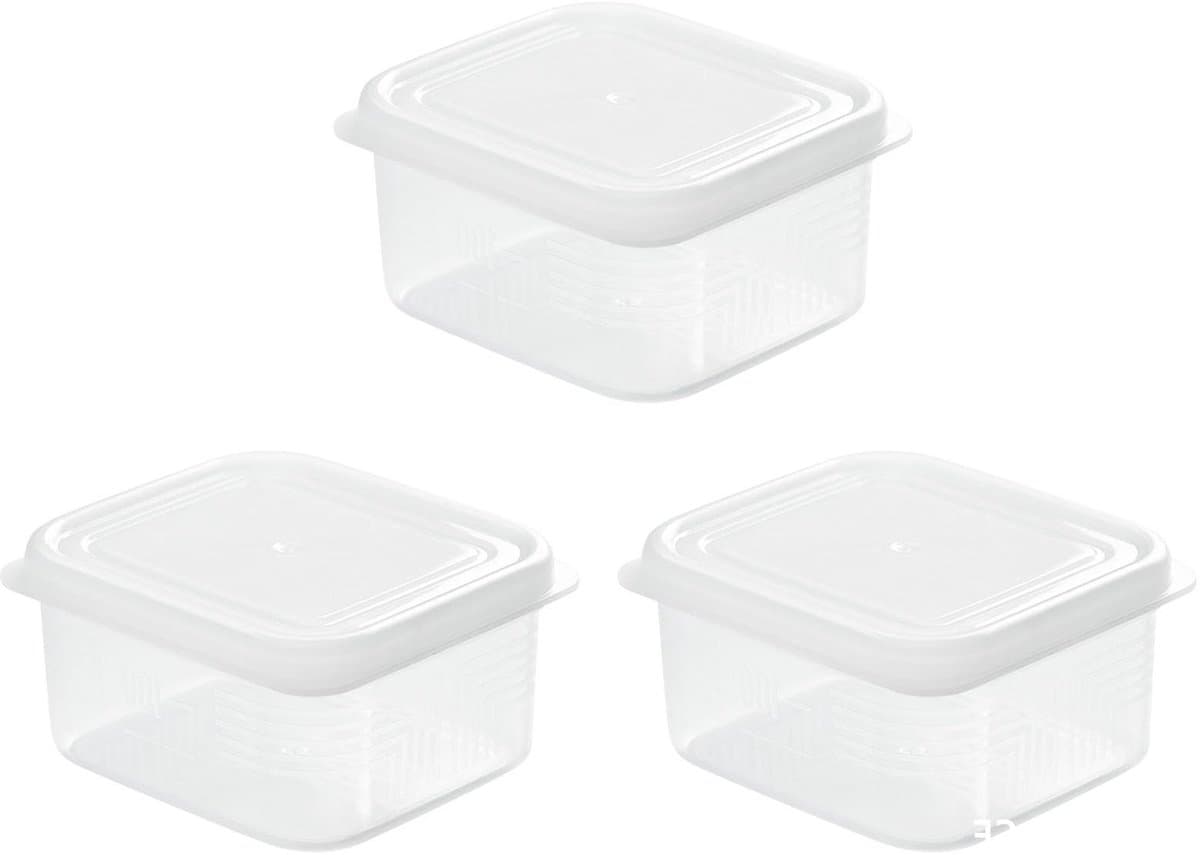 Dailygoods- Opslagcontainers 3 Stuks - Herbruikbaar - Vriezercontainers - Luchtdicht - BPA-vrij - Voedselveilig PP - 7,5x8,5x4,5 cm