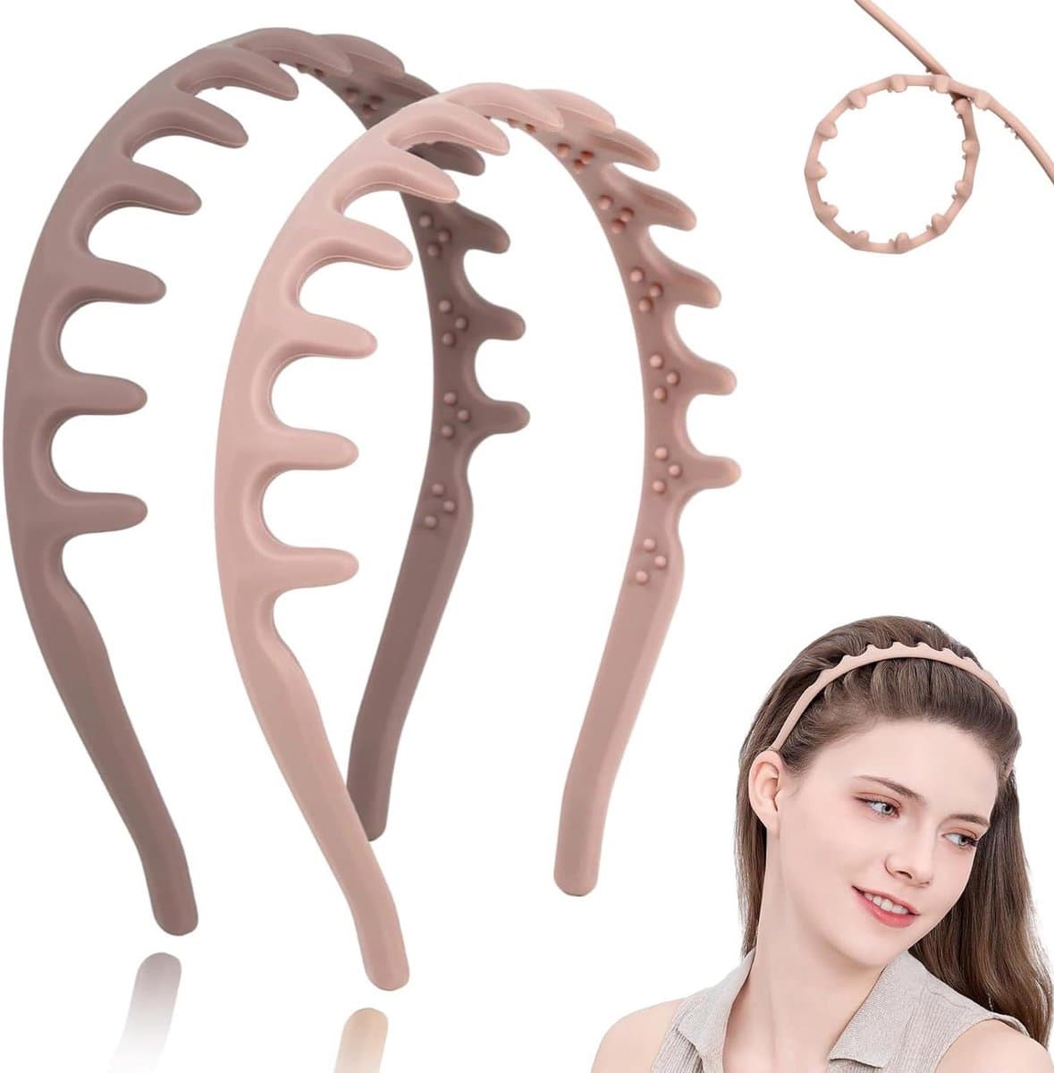 Siliconen Haarbanden - Antislip Hoofdband - Haar Styling - Niet Breekbaar - 15 x 10 x 0.9 cm - Zwart Schildpad