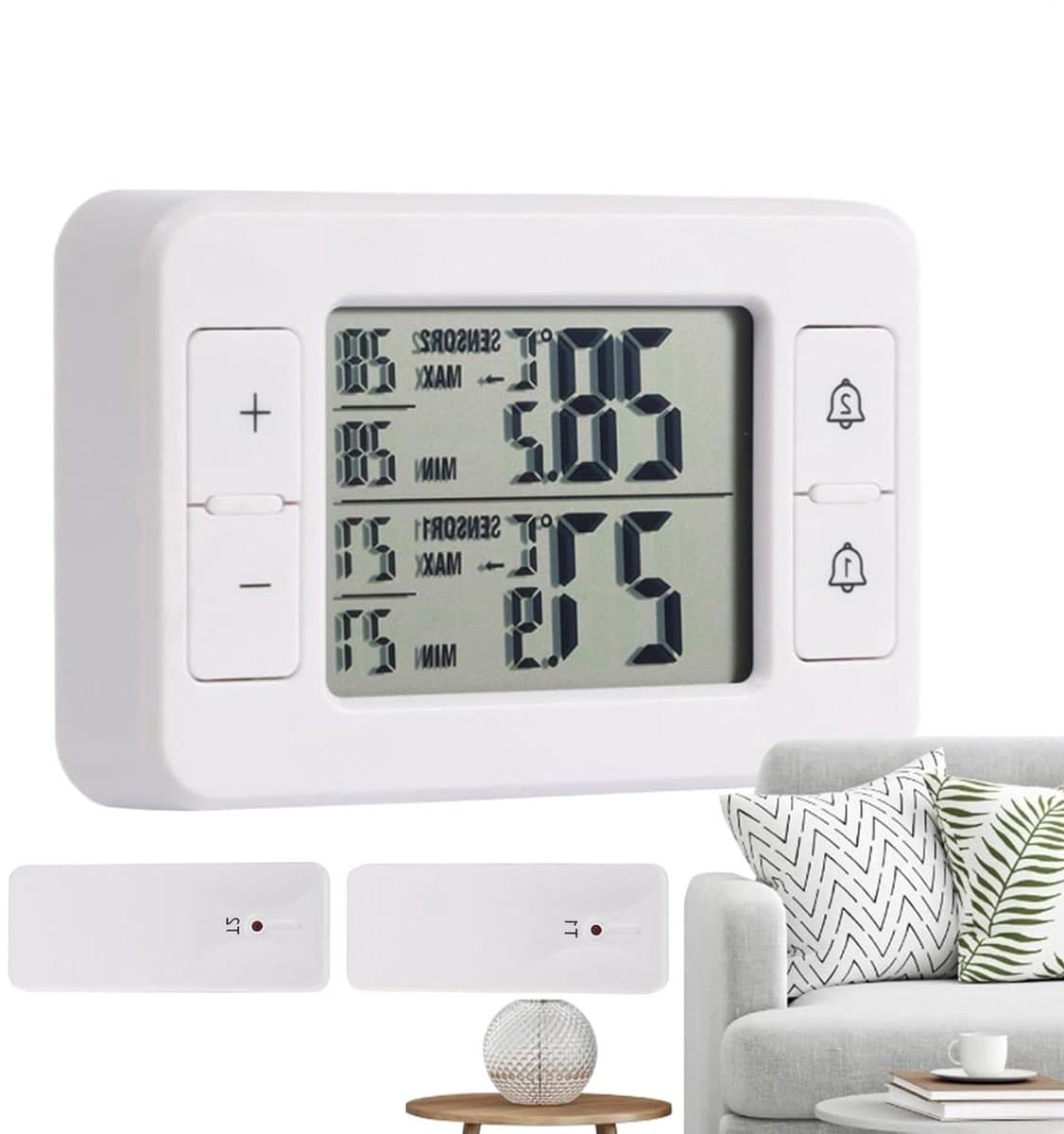 Koelkastthermometer - Digitale Monitor - Temperatuur Bewaken - Draadloze Sensor - Tot 100m - Meerkleurig
