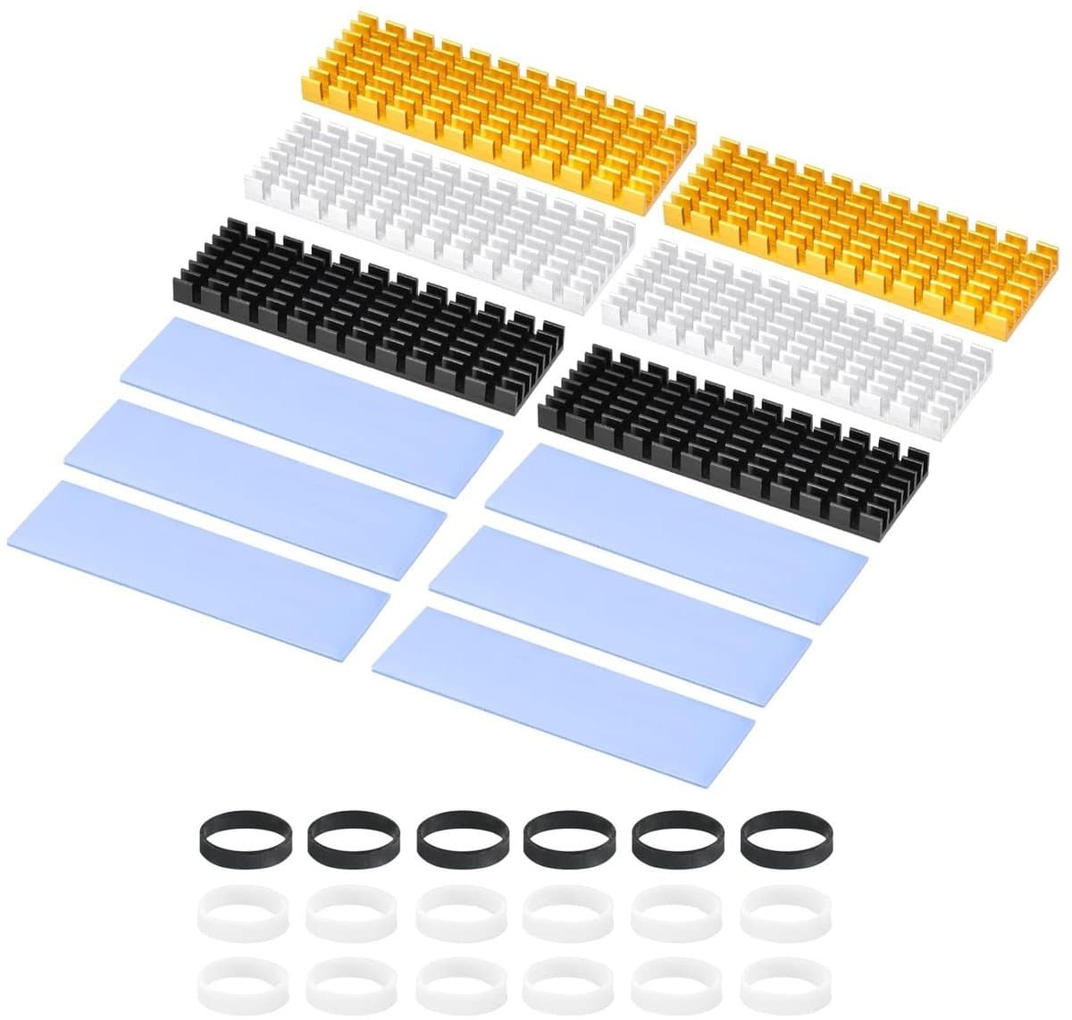 SSD Koellichaam - M.2 Heatsink - Oververhitting Voorkomen - Gegroefd Ontwerp - 70x22x6mm - Zwart Goud Zilver