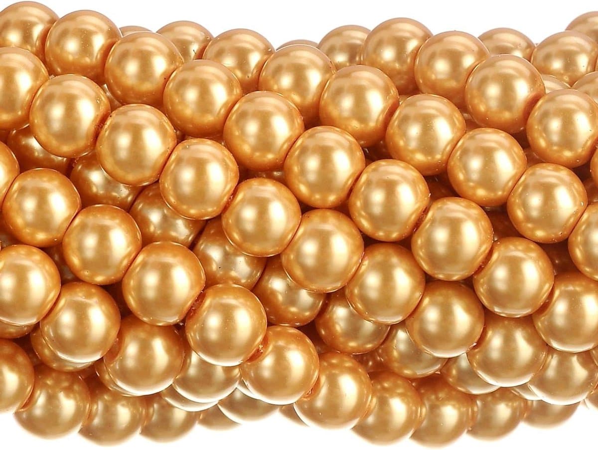 Gouden Glazen Kralen - Ronde Parels - Sieraden Maken - Tsjechisch Glas - 6 MM - Donker Goud