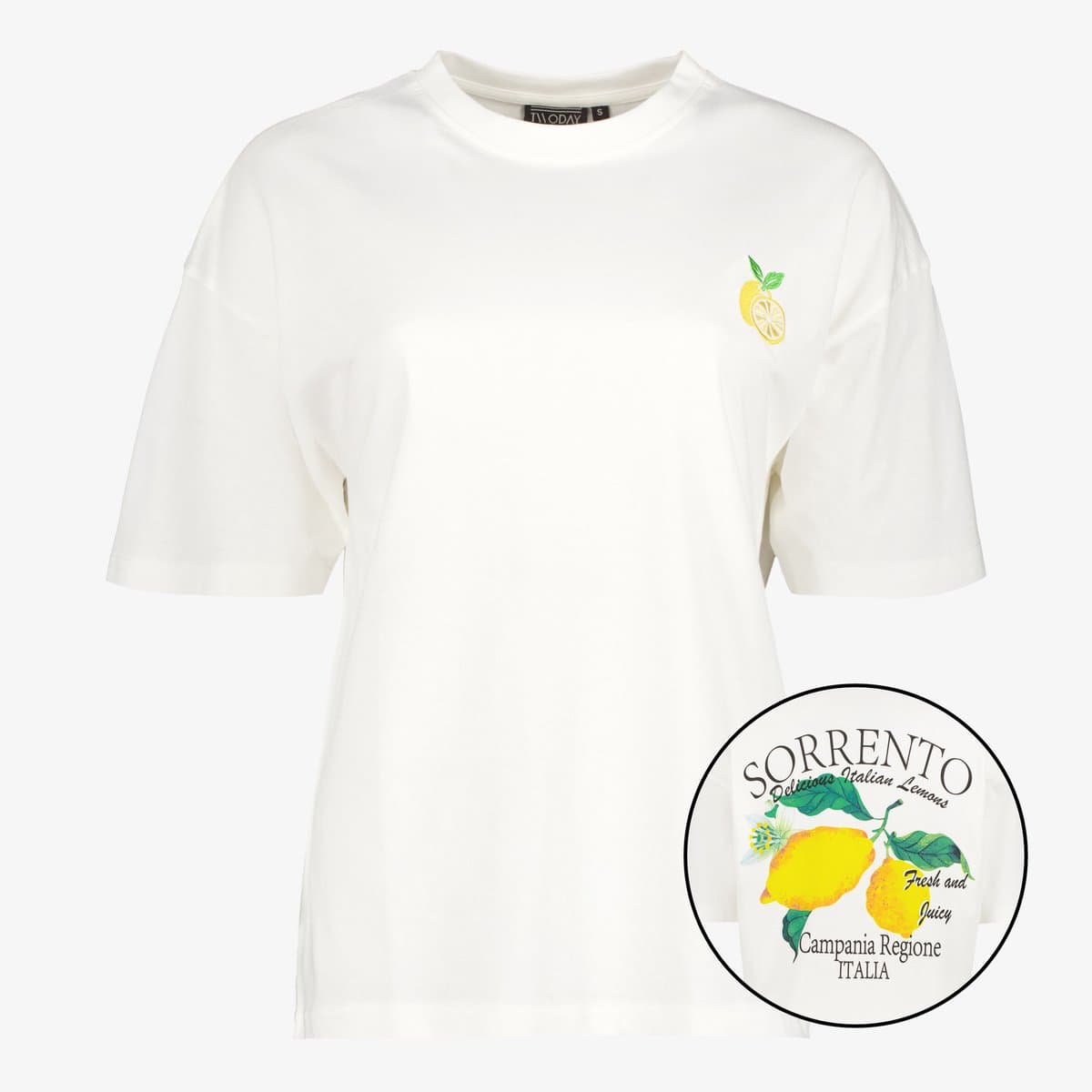 TwoDay dames T-shirt met backprint citroen wit - Maat XL